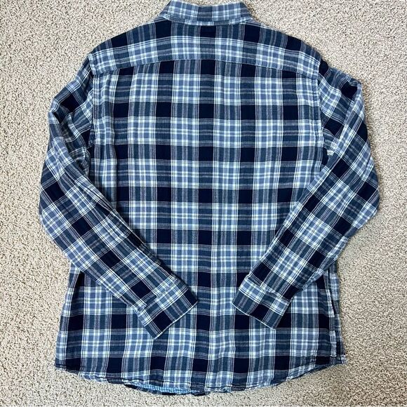 BANANA REPUBLIC Plaid Button Down Long Sleeve Shirt Light and Dark Blue XLarge - Picture 3 of 5